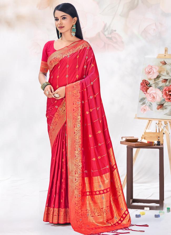 Silk Red Wedding Wear Weaving Saree